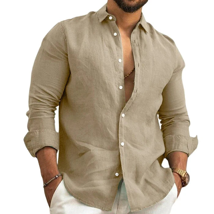 (PAGUE 1 LEVE 2) Camisas de Linho Premium Masculina + BRINDE